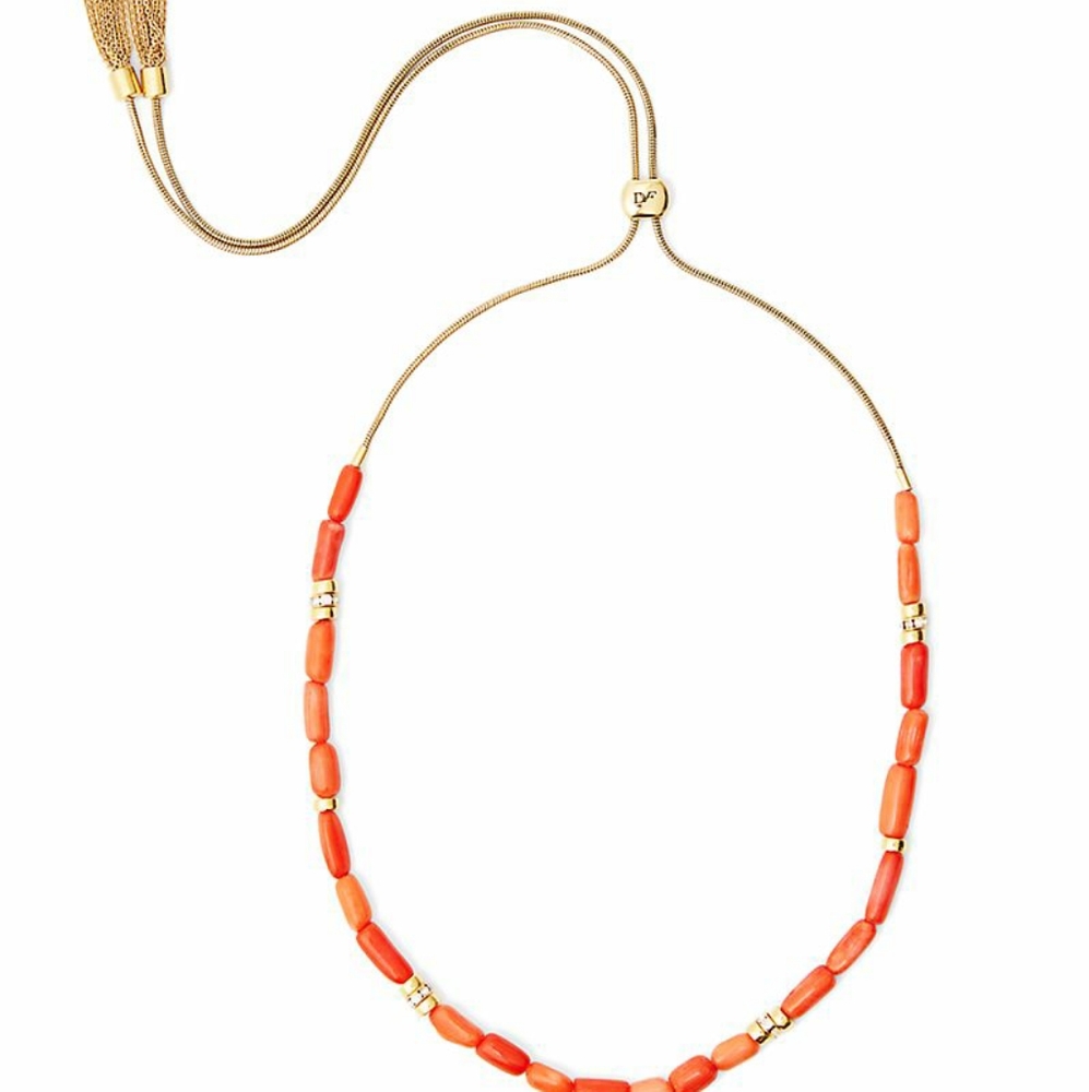DVF coral bead slide necklace